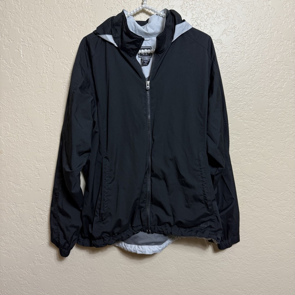 REI Wind Breaker Jacket XL Black Full Zip Activator Soft Shell Hood Hiking
